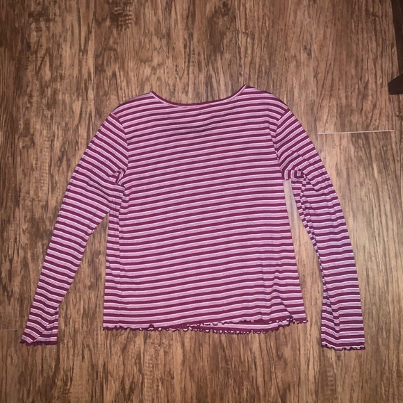 Justice Maroon Striped Long Sleeve Top - Picture 6 of 8